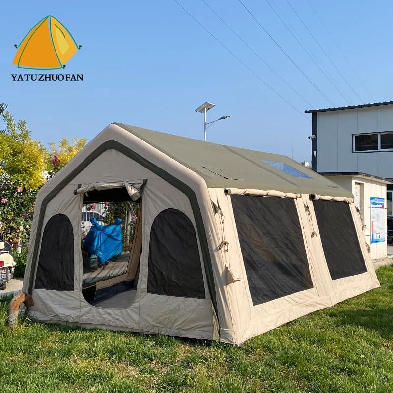 Grande tenda da campeggio con protezione UV, impermeabile, gonfiabile, 17,28 metri quadrati, marrone, ideale per il campeggio in famiglia