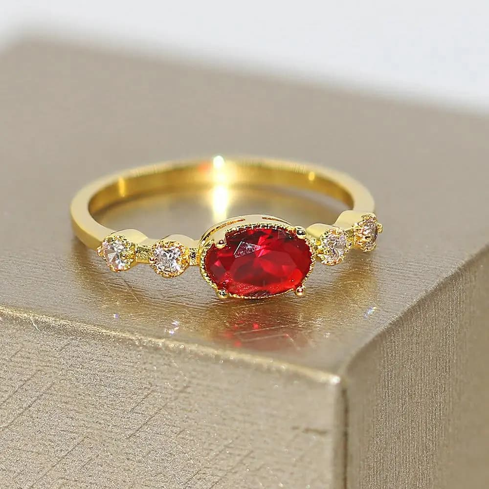 Gentle and elegant wedding ring for women: jewelry with oval zircons in light gold, comfortable, marriage/proposed/date/anniversary/regalo R853