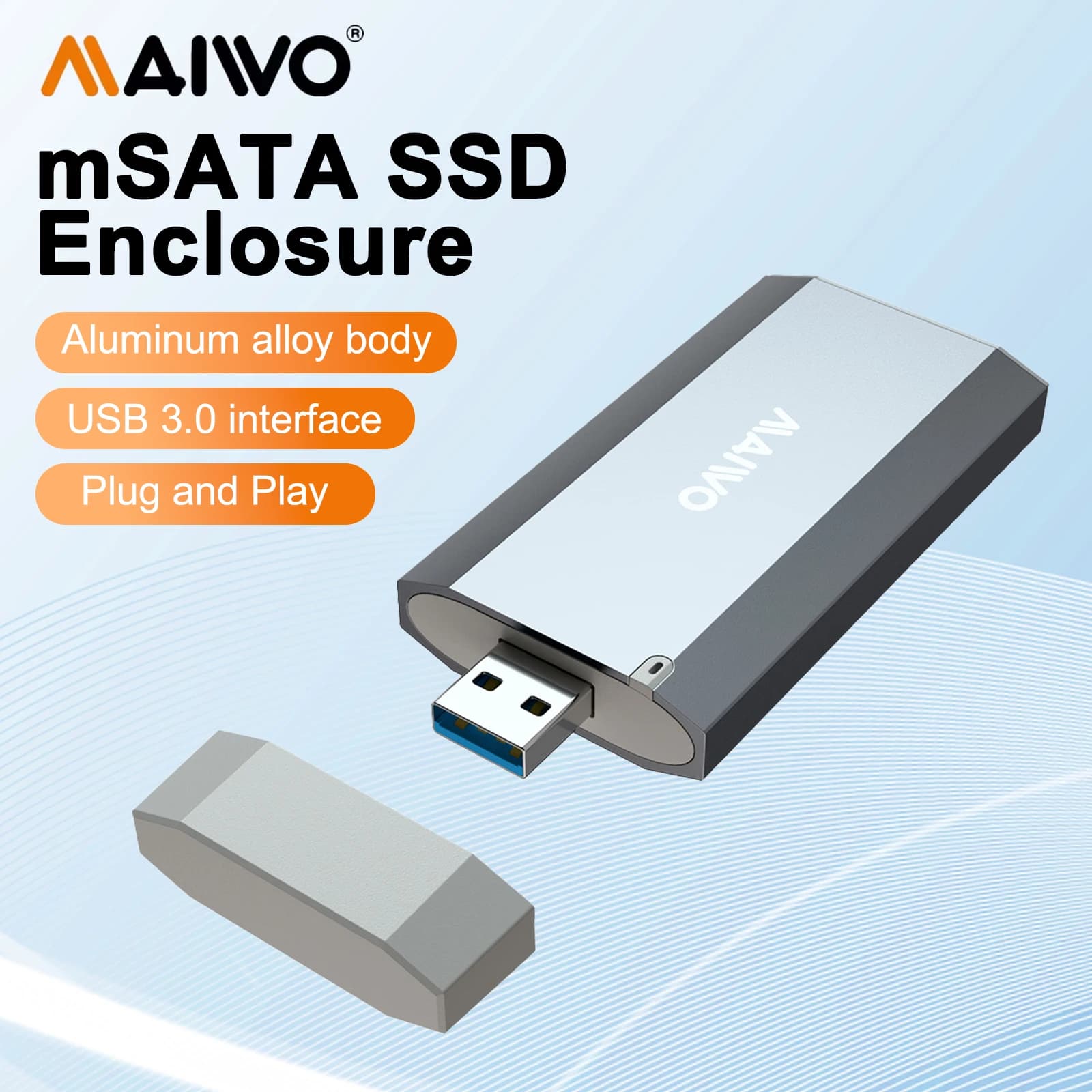 Custodia SSD MAIWO mSATA a USB 3.0 SSD mSATA Adattatore custodia Scatola esterna 5 Gbps per disco rigido a stato solido interno mSATA