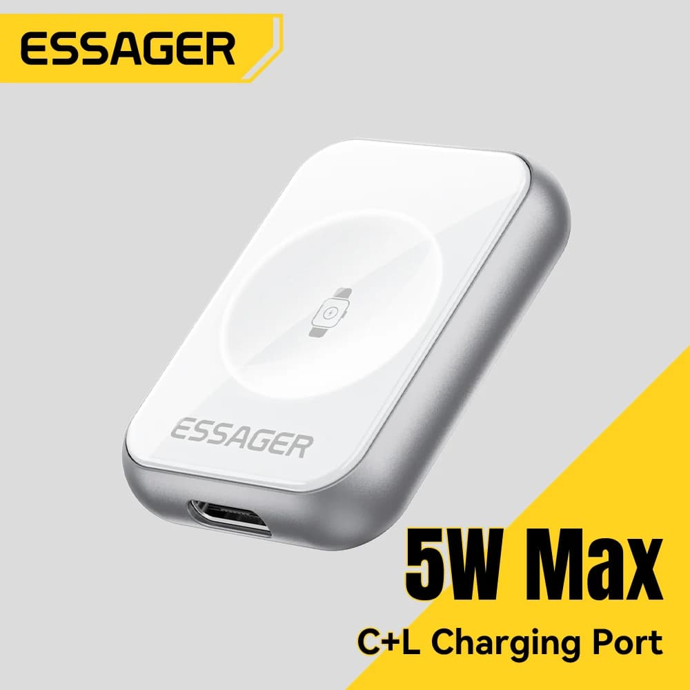 Caricabatterie wireless magnetico Essager da 5 W per Apple Watch serie 9 8 7 6 SE Tipo C Cavo di illuminazione Converti caricabatterie per serie iWatch