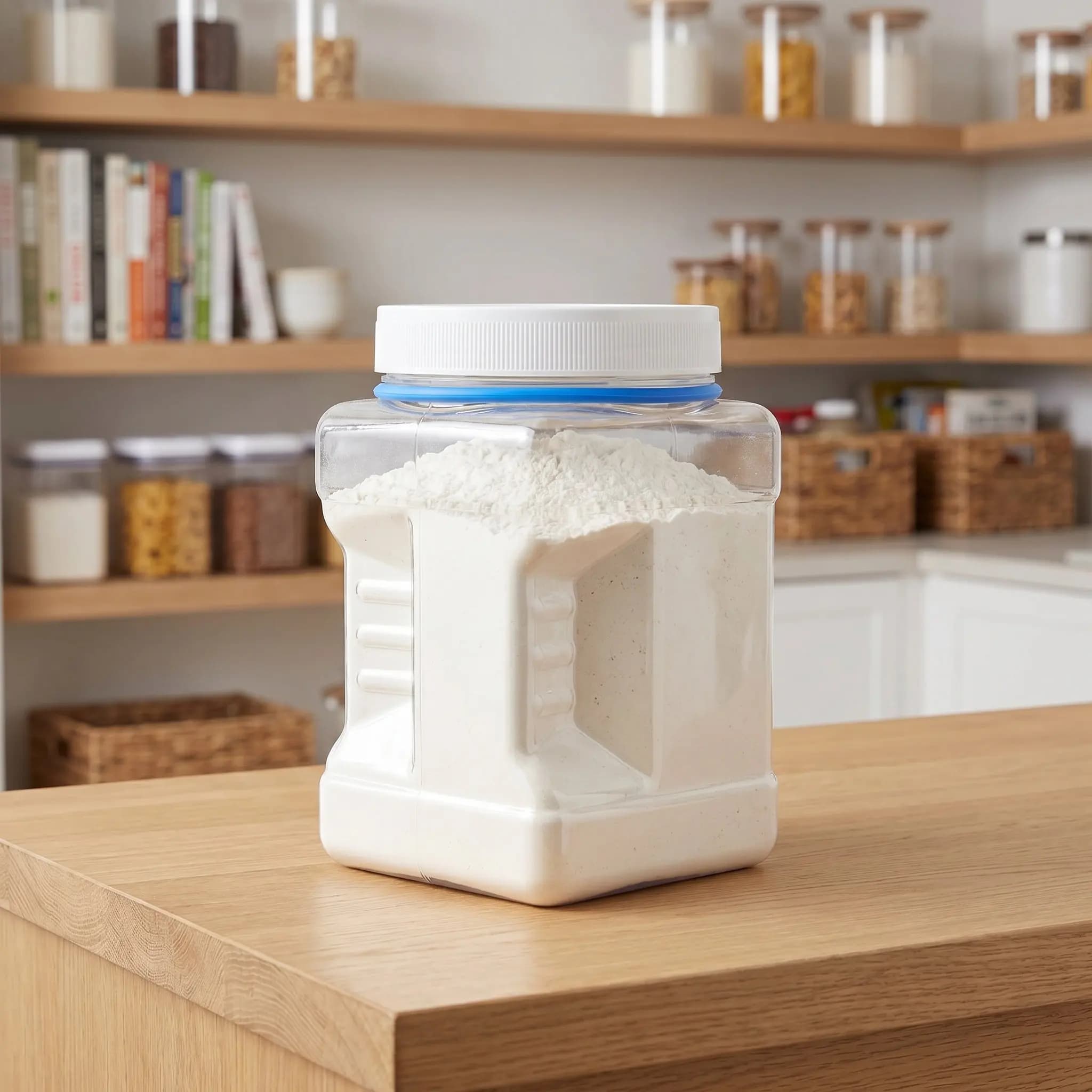 6Pcs Clear Square Airtight Storage Jars Wide Mouth Plastic Containers Reusable Pantry Organizer Snack Storage Dry Food Holder