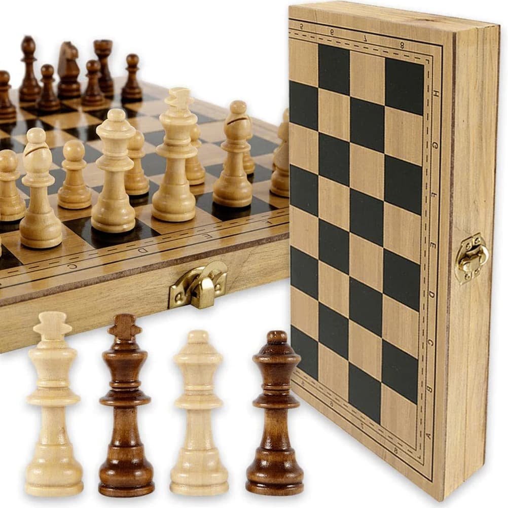 Gioco di scacchi in legno Scacchiera Scacchiera da viaggio pieghevole per regalo di viaggio in famiglia per bambini e adulti Gioco di scacchi in legno