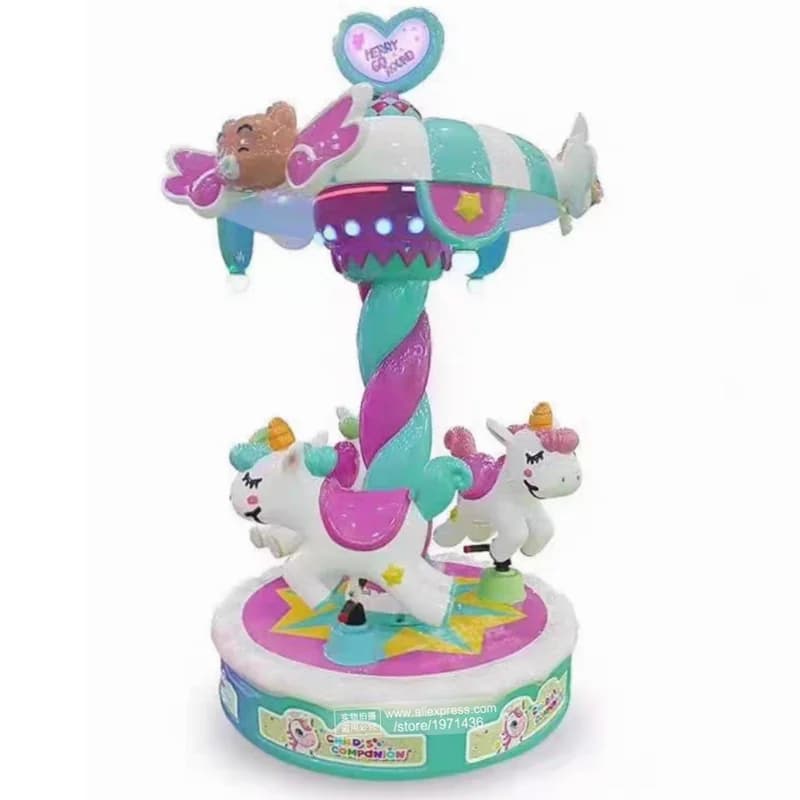 Giosli in fibra di vetro Cavallo 3 Bambini Giocano Attrezzature per parchi divertimenti Merry Go Round Coin Operated Kiddie Rides Macchina da gioco arcade