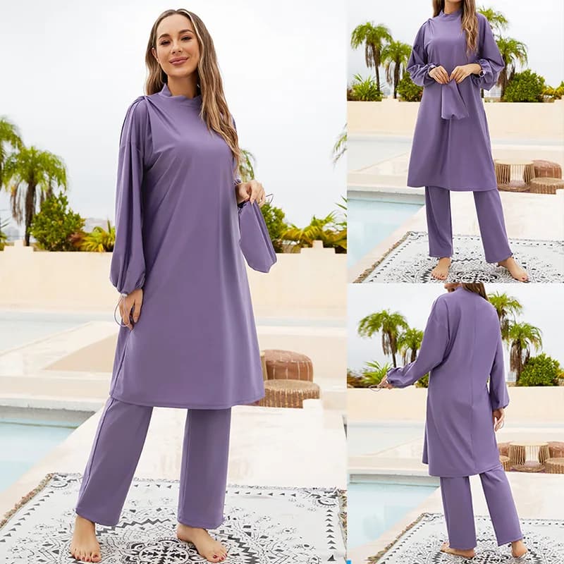 Abaya estiva, costume da bagno musulmano, hijab, costume da bagno islamico da donna, costume da bagno musulmano arabo, costume da bagno modesto, set 3 pezzi, islamico 2026