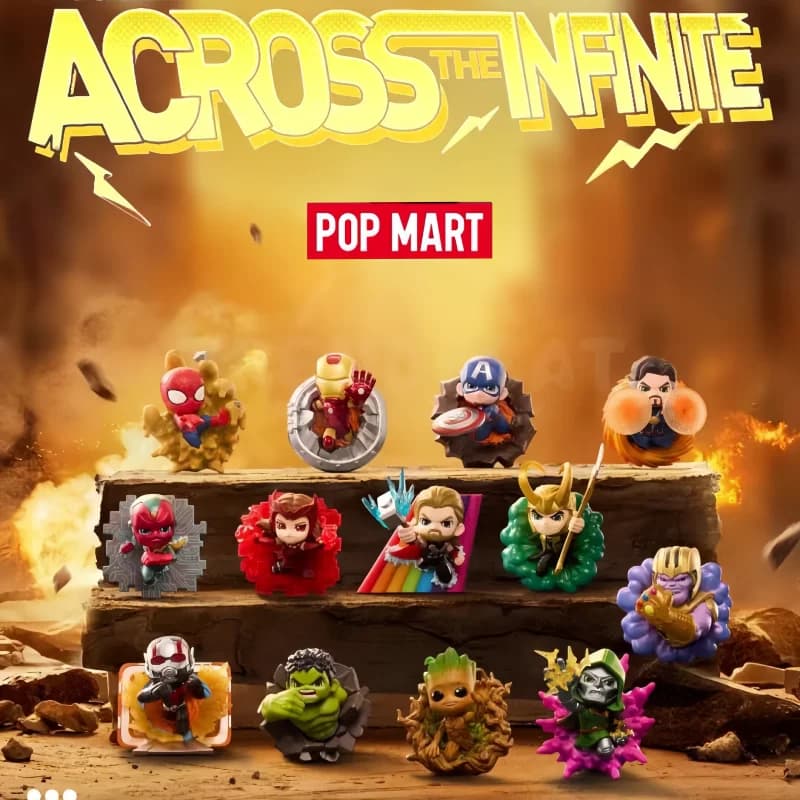 POPMART Scatola cieca autentica Marvel ACRROSS THE INFINITE Series Figurine anime da collezione Modello Magnete da frigorifero Ornamento giocattolo