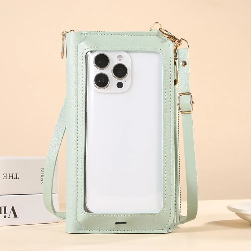 Minimalist Touch Screen Phone Bag Vertical PU Leather RFID Anti Theft Purse Compact Lightweight Wallet Bag Daily Outings