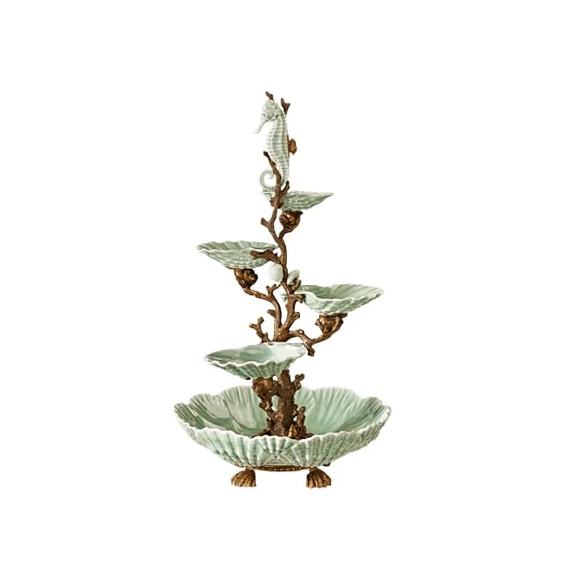Piatto di frutta multistrato da soggiorno, piatto di frutta secca in ceramica creativa di lusso europeo 83-1283