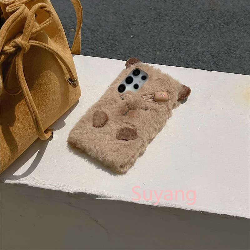 3D Ins Korean Capybara Cover Shell For Samsung Note 20 10 9 A07 A17 A31 A50 A70 A12 A22 A32 A42 A52 A72 M14 M15 Hairy Doll Cases