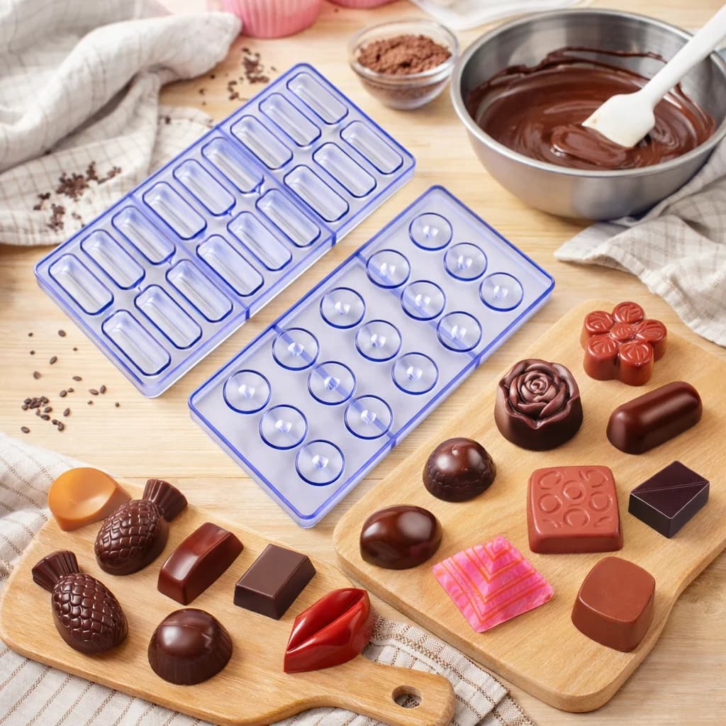 Set of Plastic Stamps for Chocolates and Lacquer, Fa-da-Te Pastry Tools for Beginners, for Sweets and Candy Homemade for Children