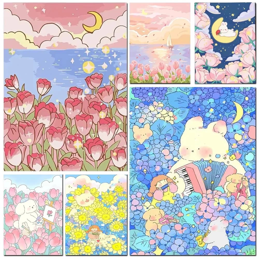 Kit Pittura Diamante 5D Fai da Te, Quadro Paesaggio Cartone Animato, Mosaico Completo, Ricamo a Punto Croce, Decorazione Casa, Regalo Artistico