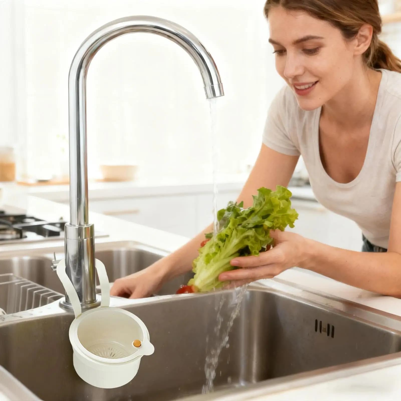 Lavello creativo Appeso Colino Cestello Cestello Raccoglitore di rifiuti alimentari Frutta Portafiltro pulito per la separazione asciutta e bagnata Accessori da cucina