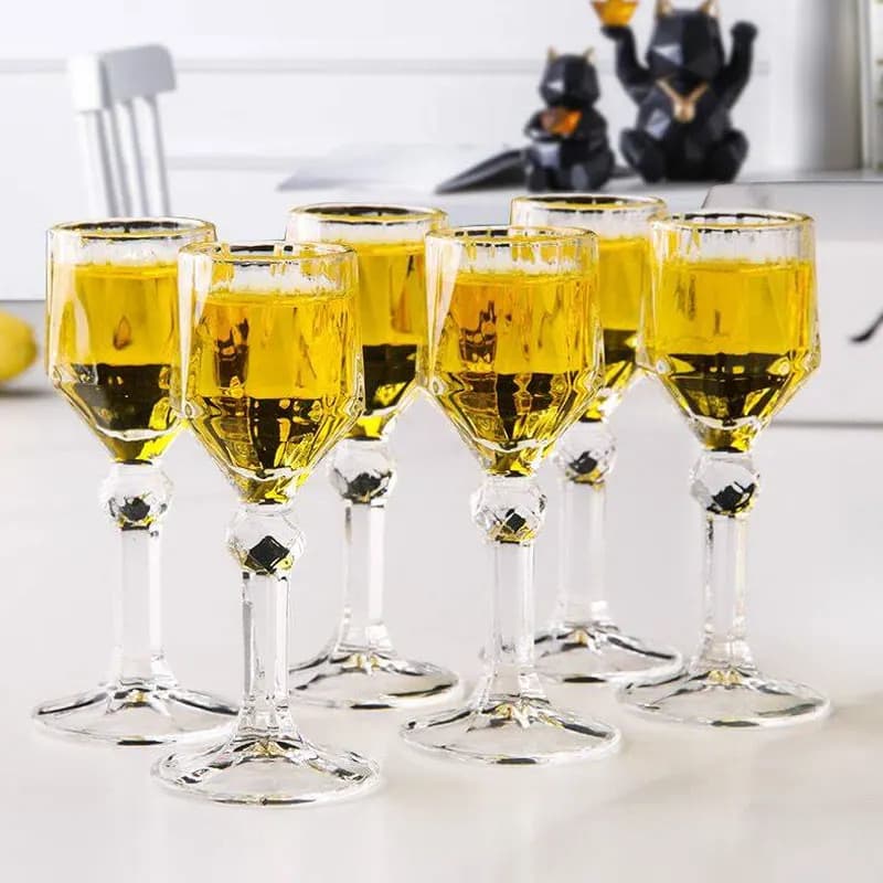 Set di 6 Bicchieri da Cocktail da 15ml, Calici da Vino Raffinati, Bicchieri Piccoli per Vino, Bicchierini Trasparenti per Liquori