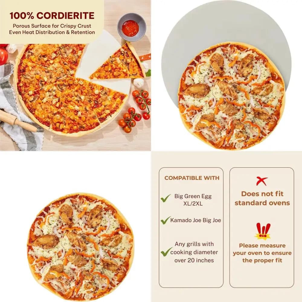 Pietra per Pizza Grande da 20 Pollici per Griglie Kamado, Resistente al Calore fino a 1472 Gradi ° Adatto per Pizze Extra Large e per Grigliare