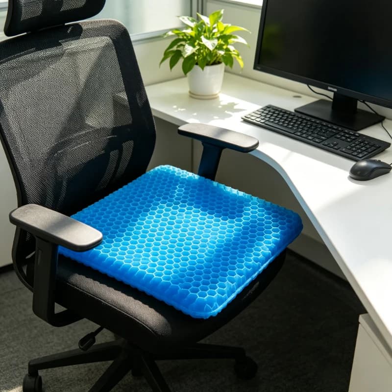 Cuscino in Gel Blu in 5 Misure, Design a Nido d'Ape Traspirante, Imbottitura per Alleviare la Pressione per Sedia da Ufficio, Auto, Sedia a Rotelle