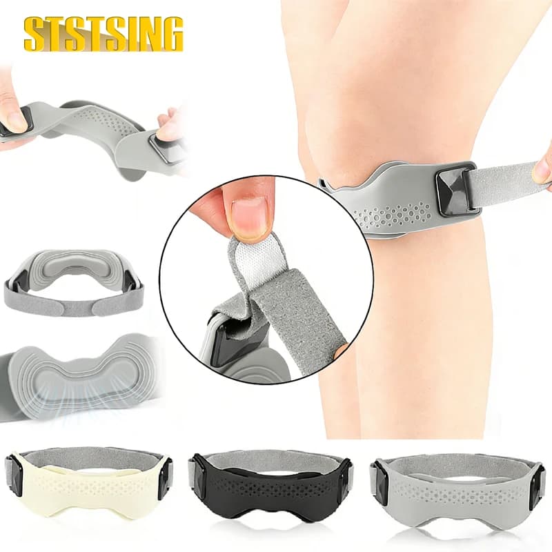 1 Pezzo Fascia di Supporto per Tendine Rotulee - Fascia Rotulare Regolabile Antiscivolo con Stabilizzatore in Silicone per Ginocchio, Ideale per Escursionismo, Corsa, Salto