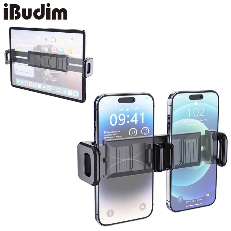 Tablet Holder Clamp Clips for 17mm Ball Head Car Tablet Cell Phone Stand Mount for iPad iPhone Xiaomi 4.7"-12.9" Mobile Devices