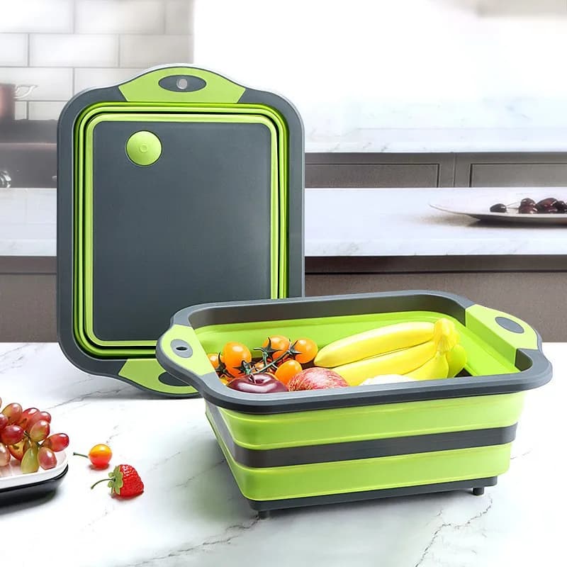 Tagliere Pieghevole Multifunzionale per Verdure, Tagliere in Plastica per Esterni, Strumento per Lavaggio di Verdure e Frutta da Campeggio, Nuovo