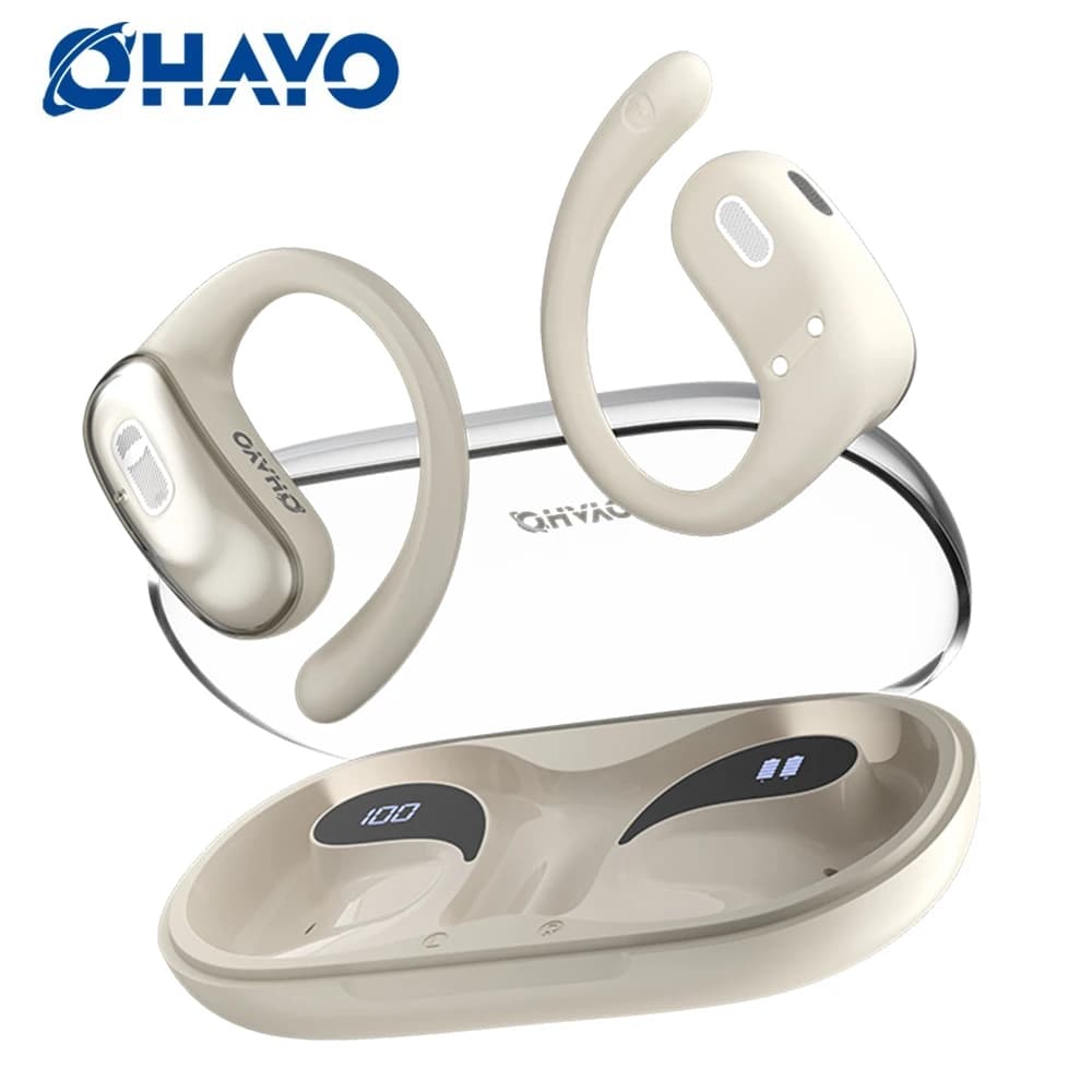 Open Ear Earbuds, Open Ear Headphones, Running Earbuds Wireless, OWS Headphones Bluetooth Wireless 5.4, Noise Cancelling Earbuds