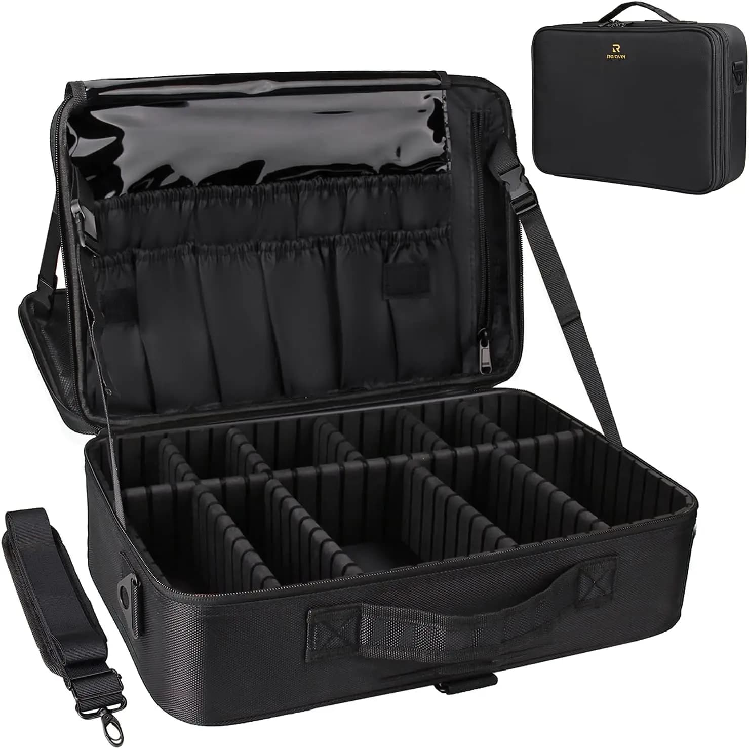 Valigetta per trucchi grande, borsa professionale da viaggio da 16,5 pollici, organizer per cosmetici, porta pennelli, impermeabile, per truccatori professionisti
