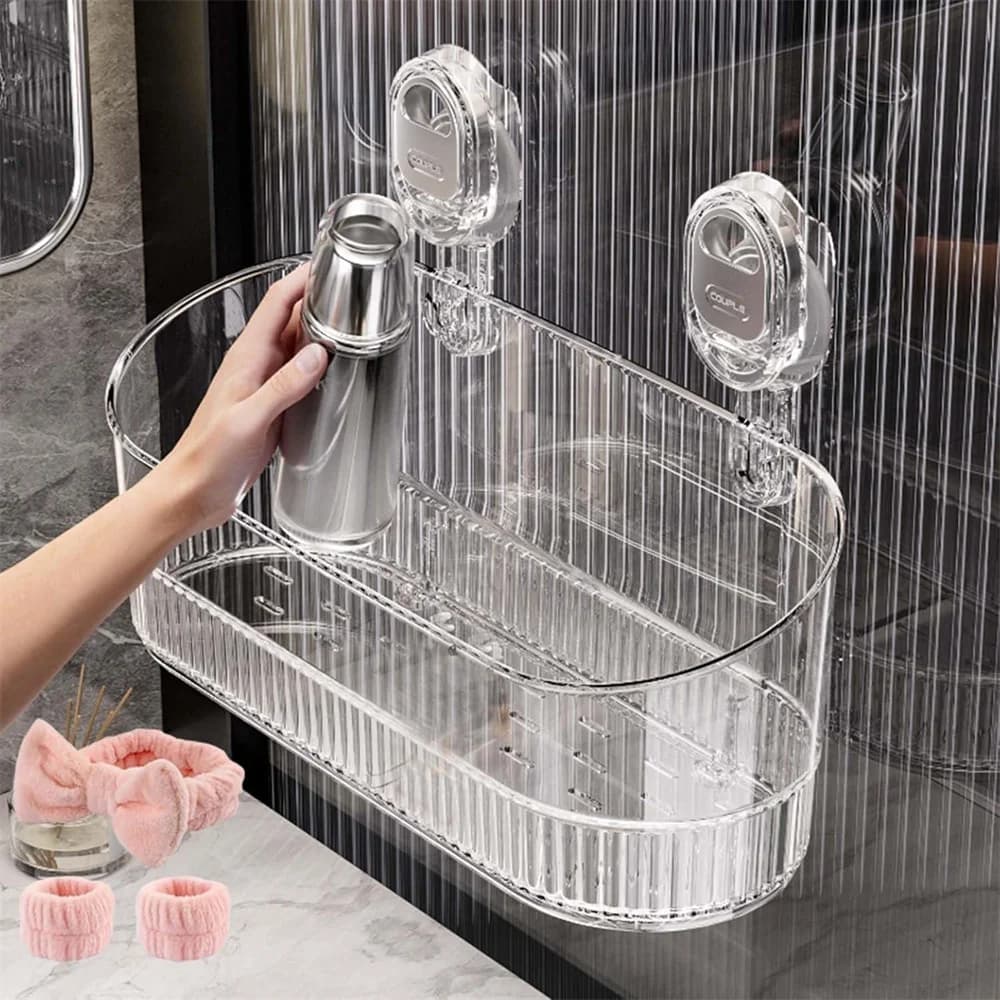 Multi-functional Bathroom Shelf with Suction Cup No Drilling Needed Shower Caddy for Shampoo, Conditioner, Soap, Razors, Kitchen