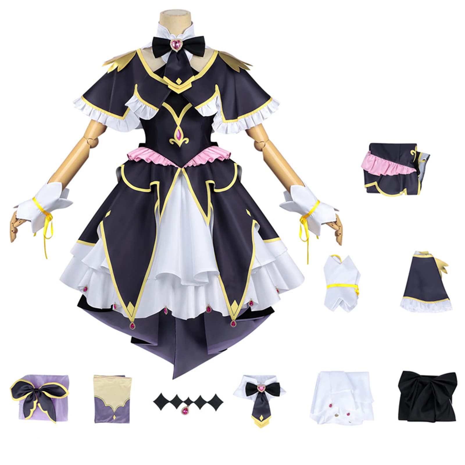 Moria Ruruka Cosplay Costume Anime Girl Black Lolita Uniform with Socks Accessories Set Halloween Carnival Outfit