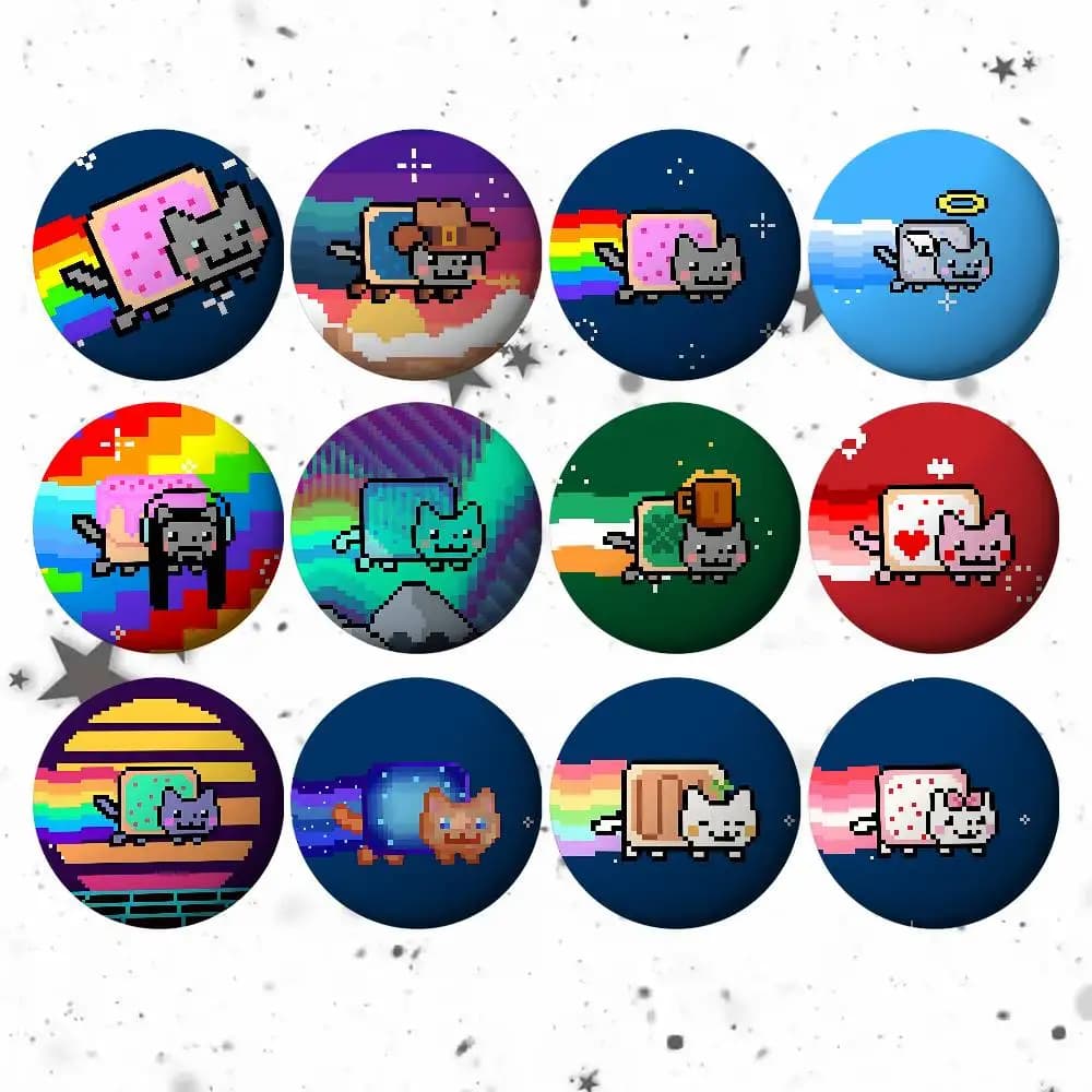 Distintivi in metallo N-Nyan Cat, spille a bottone morbido in latta, distintivi personalizzati, accessori per gioielli, cappelli, borse, risvolti