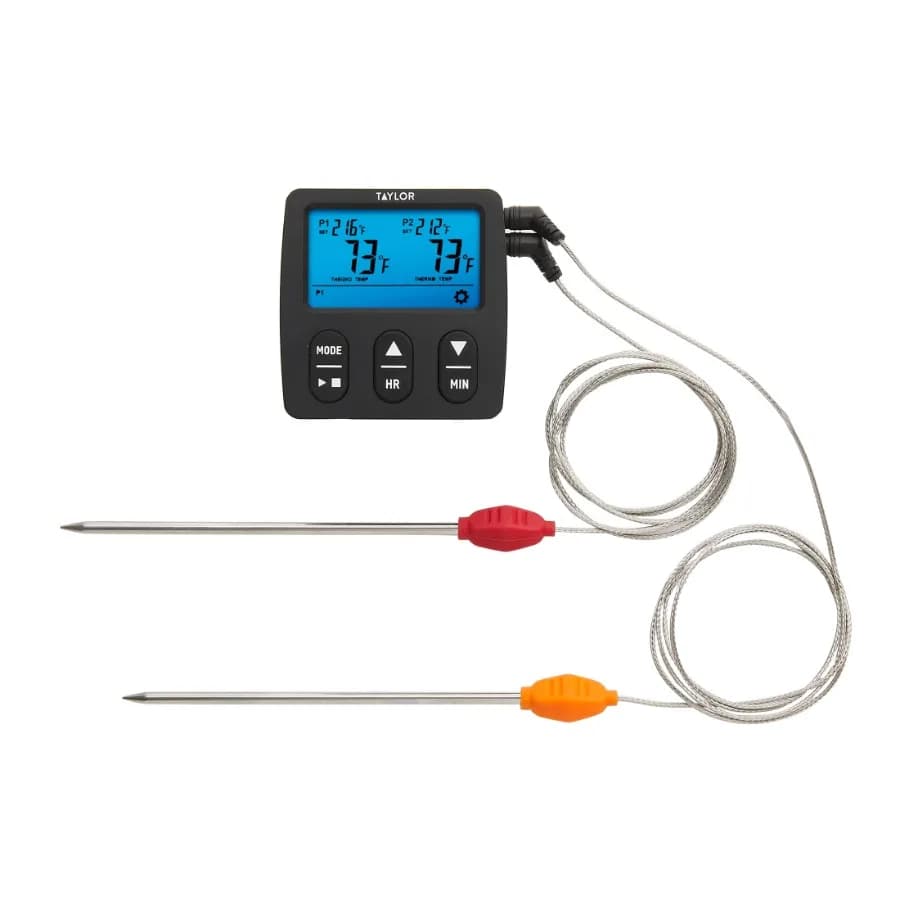 Taylor dual probe digital thermometer for food, stainless steel, black