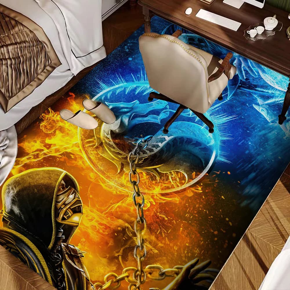 Cartoon Mortal Kombat zerbino lavabile antiscivolo soggiorno divano sedie Area Mat cucina zerbino Area tappeto
