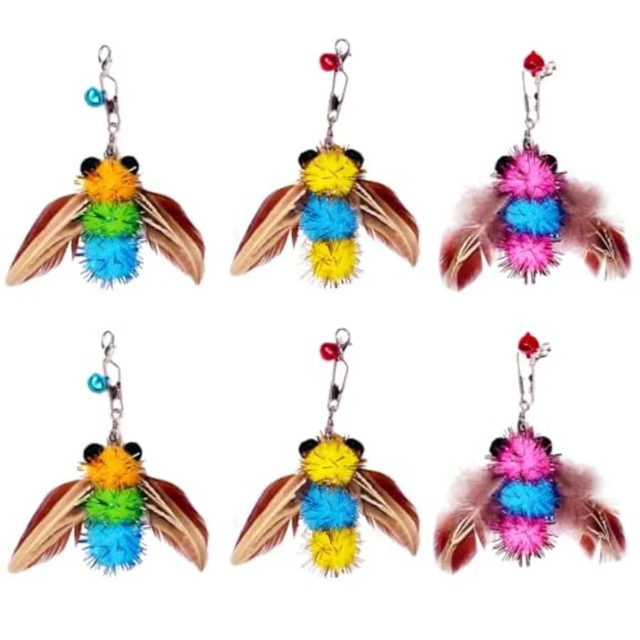 Giocattoli con Piume per Gatti, Ricariche di Insetti Artificiali Colorati, Accessori per Bacchette Giocattolo per Gattini e Gatti