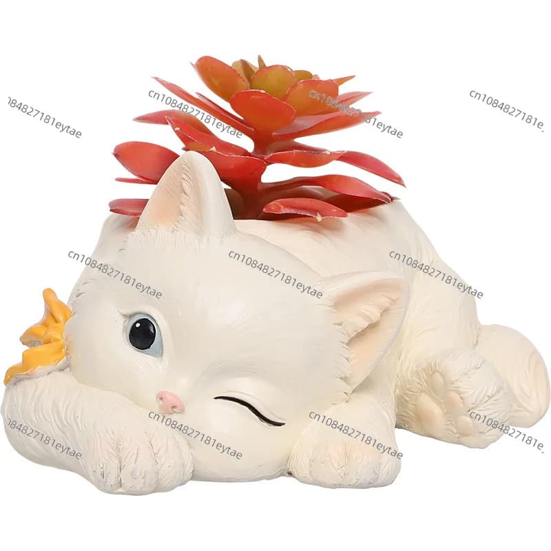 White Resin Animal Flower Pot Mini Bonsai Indoor Planter Plastic Garden Plant Pot