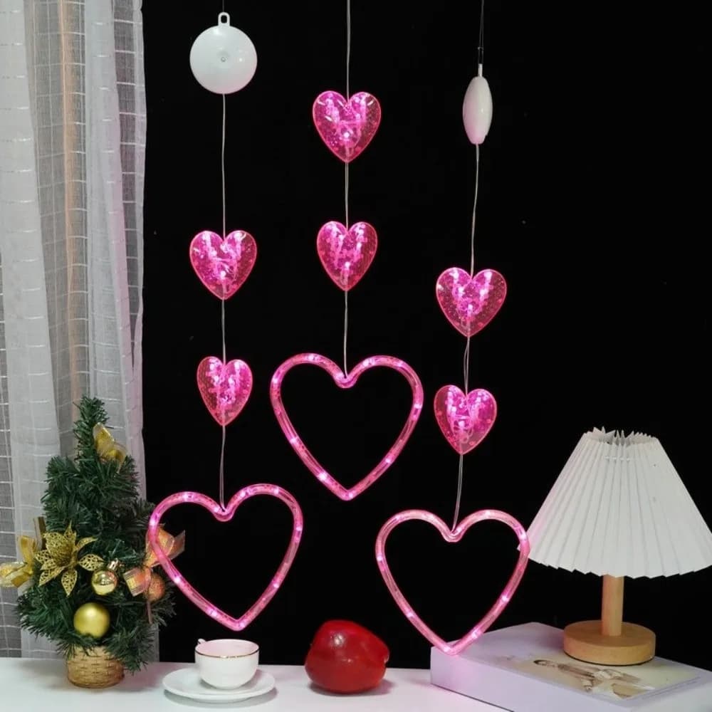 Luci a Stringa LED Creative a Forma di Cuore, Impermeabili, per San Valentino, Romantiche e Rosse
