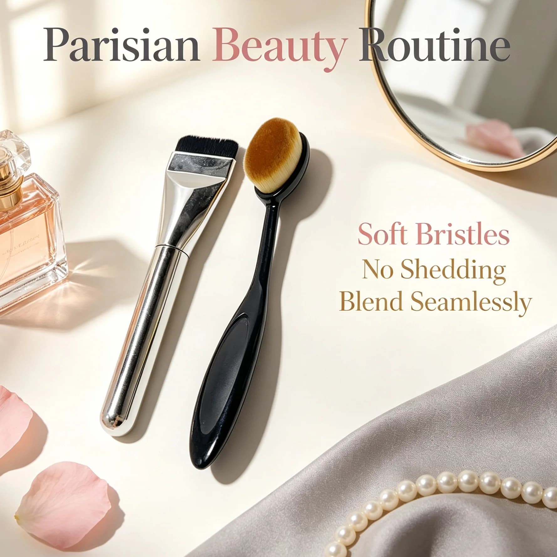Non-Marking One-Stroke Foundation Brush, Cleanser Brush, Blush Brush, Dual-Pack Makeup Brushes Set