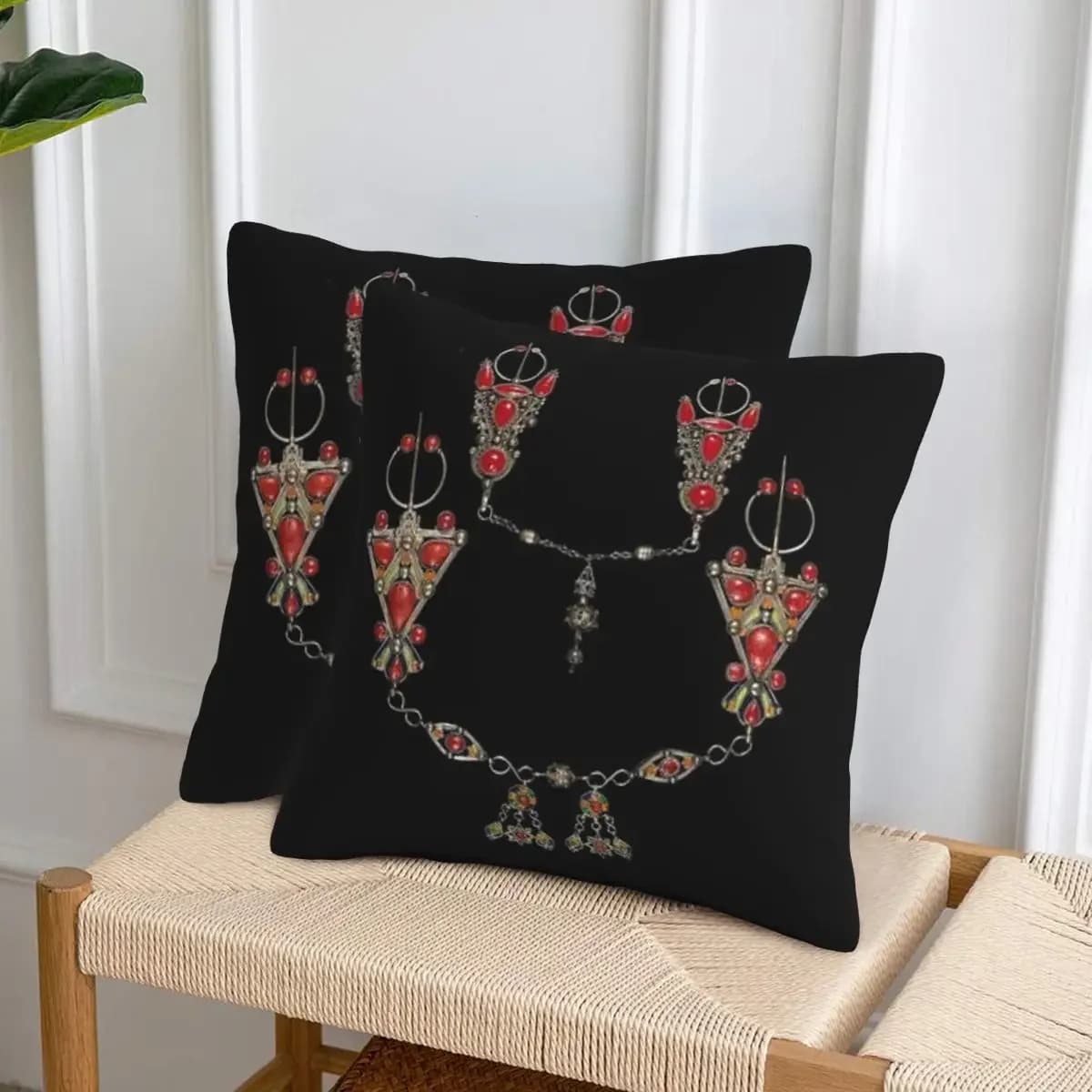 Z Imazighen Kabyle Jewelry Amazigh Berber Ethnic 2 2 pz. Federe per cuscini quadrati, copricuscini decorativi per divano e casa