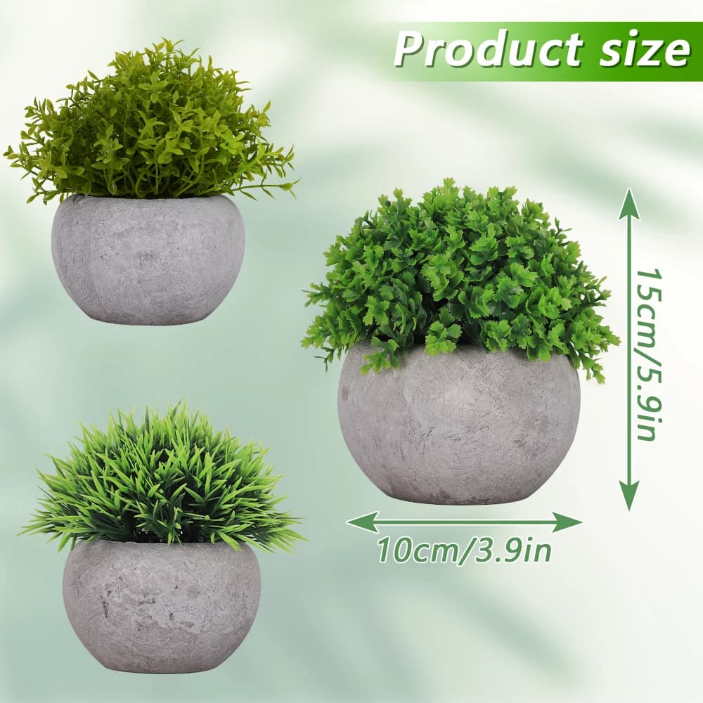 Set di 3 Mini Vasi di Eucalipto - Decorazione per Bagno, Spa e Caffetteria, Pianta Artificiale per Spazi Rilassanti