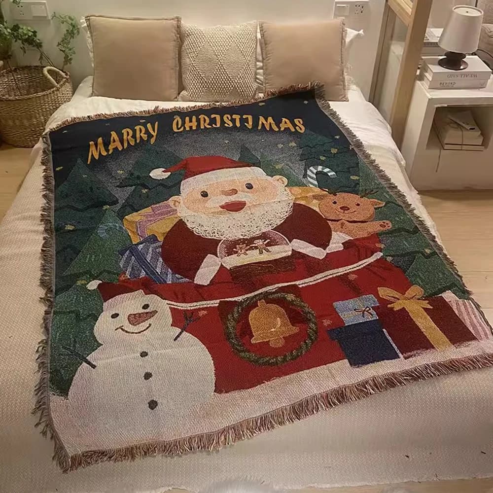 2025 Coperta morbida Kawaii Coperte lavorate a maglia natalizie per divano letto Viaggio Campeggio Bambini Adulti Letto caldo Regalo di Capodanno Natale