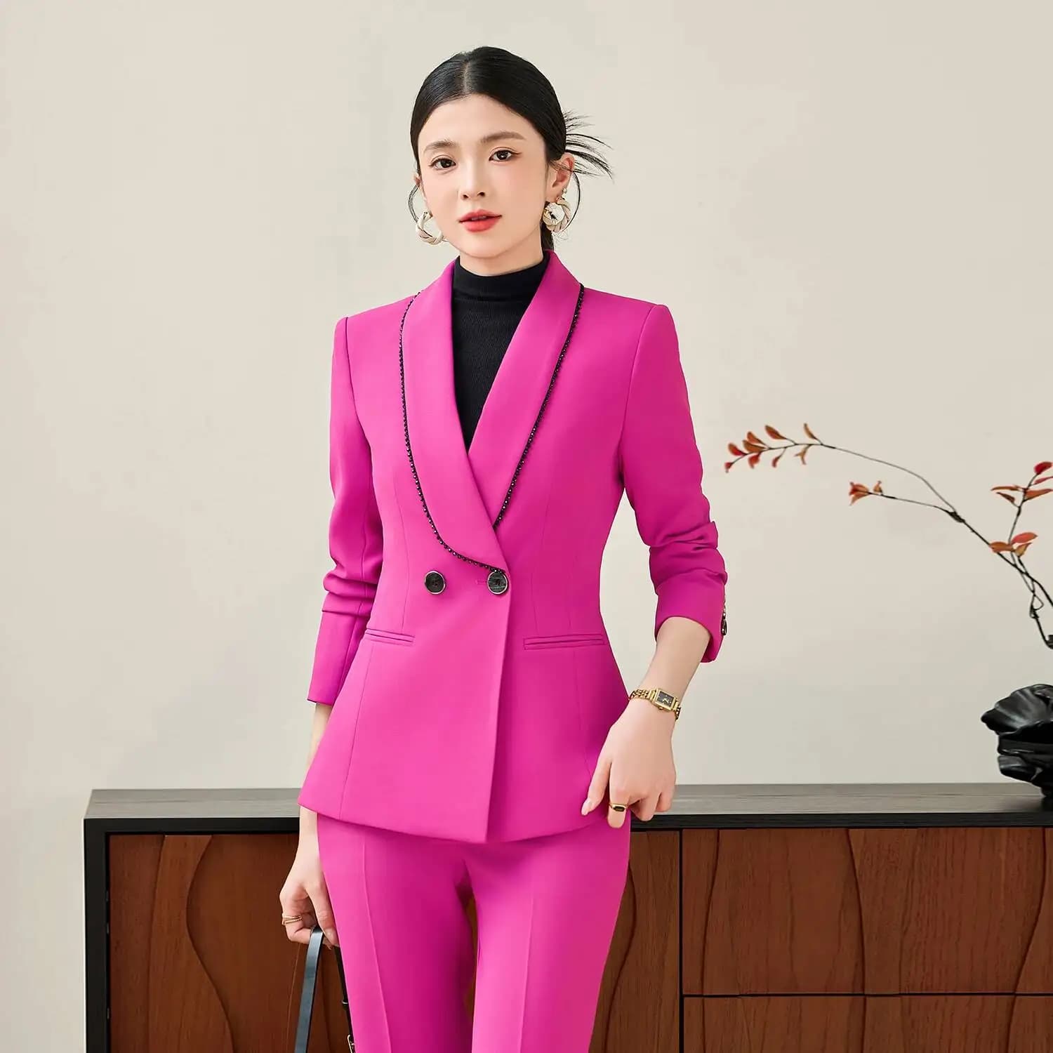 Formal Pantsuits for Ladies Office Women Business Work Wear with Pants and Jackets Coat Professional Blazers Career Outfits Set