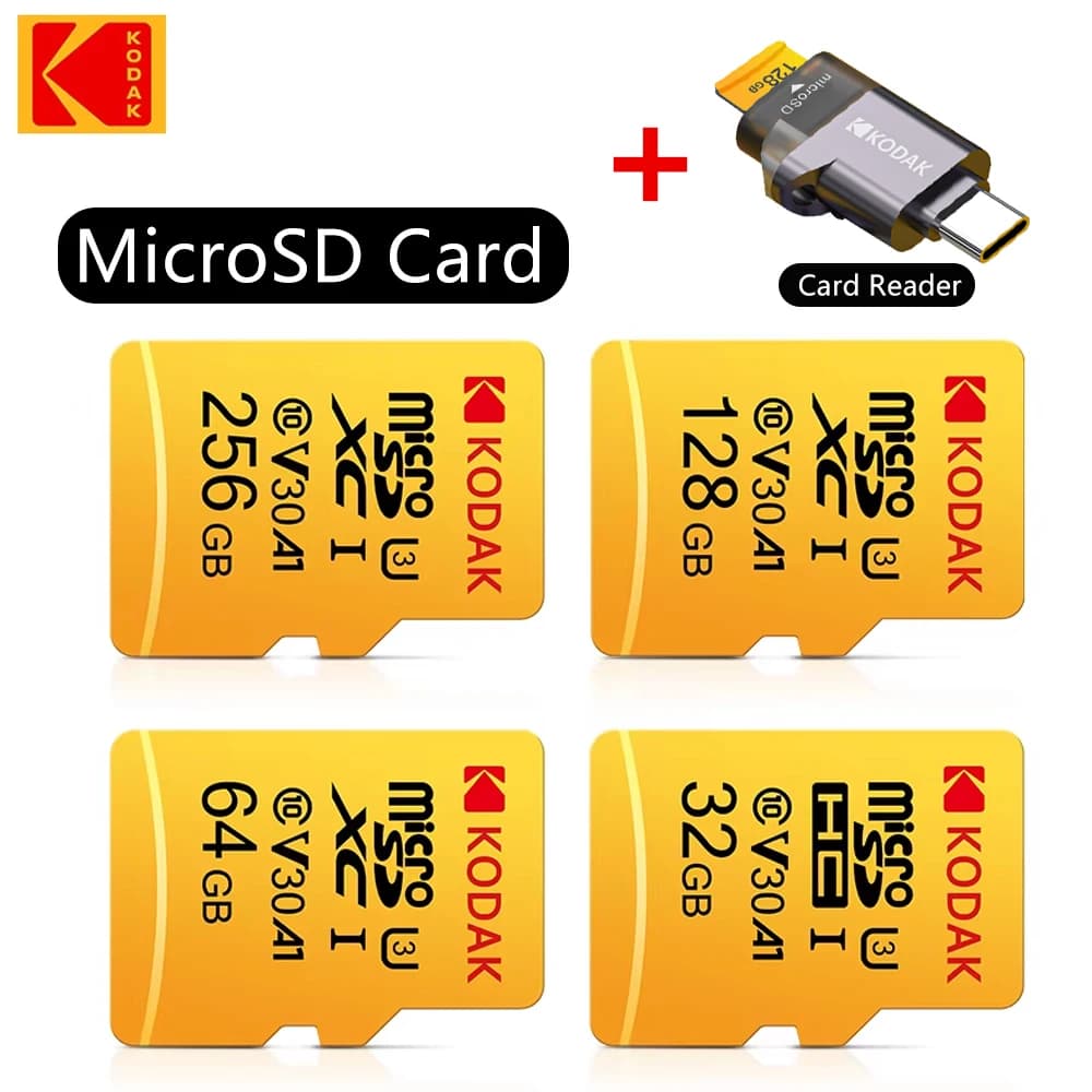 Kodak Micro SD Card Mini SD Class10 32GB 64GB 128GB 256GB scrittura ad alta velocità Super compatibilità fotocamera del telefono scheda meomary