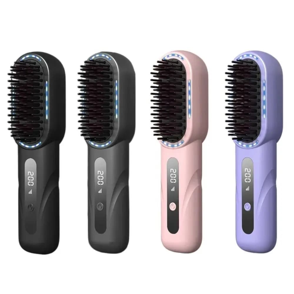Nuovo Pettine Lisciante Senza Fili con Design Compatto, Tipo-C, 4 Impostazioni di Temperatura, Mini Pettine per Lisciare i Capelli