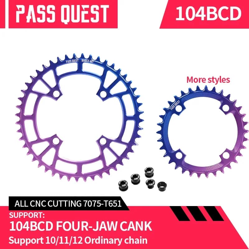 PASS QUEST-Pena larga stretta, bici da strada per ghiaia MTB, gradiente ruota dentata per XT, Zee, Deore, SLX, XTR, RF, FSA, E13, 104BCD