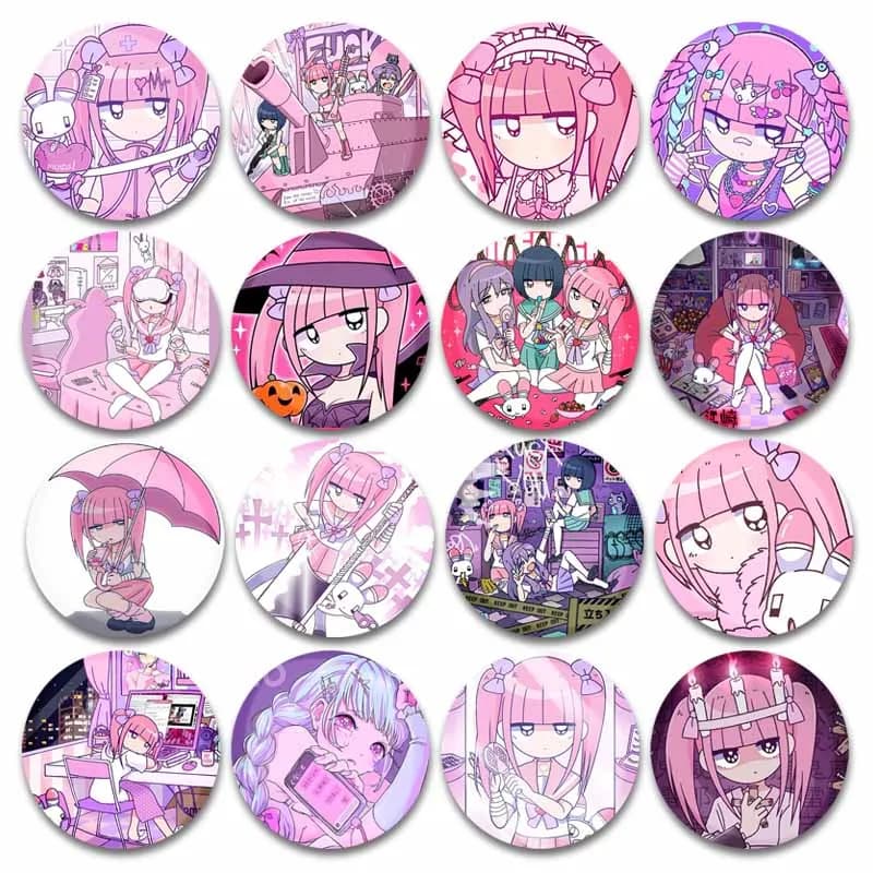Cultura pop Figura Menhera Chan Kawaii Distintivo Creativo Morbido Bottone Spilla Zaino Vestiti Cappello Spilla Accessori Gioielli Regalo