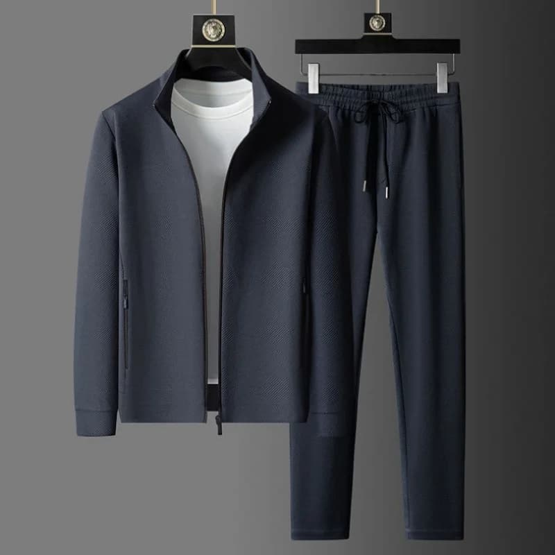 Primavera e autunno nuovo completo sportivo da uomo casual traspirante giacca di fascia alta pantaloni colletto rialzato cerniera aperta abbigliamento da uomo
