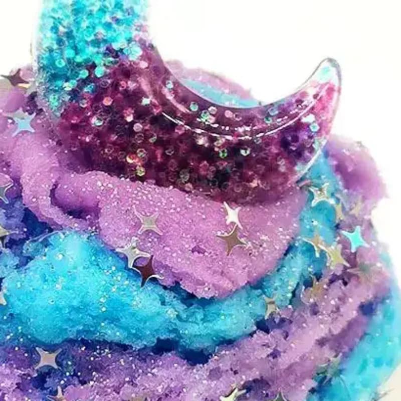 Set da 60ml di Slime a Tema Luna e Fiocco di Neve, Kit Giocattolo Fai-da-te Antistress, Pasta Morbida e Soffice, Argilla Colorata Non Sedimentaria