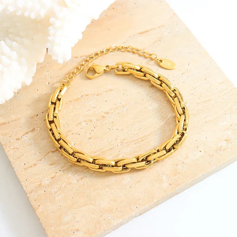 Hip-Hop Fashion Cuban Bracelet Women'S Personalized Thick Chain Stainless Steel Bracelet Fashion Jewelry