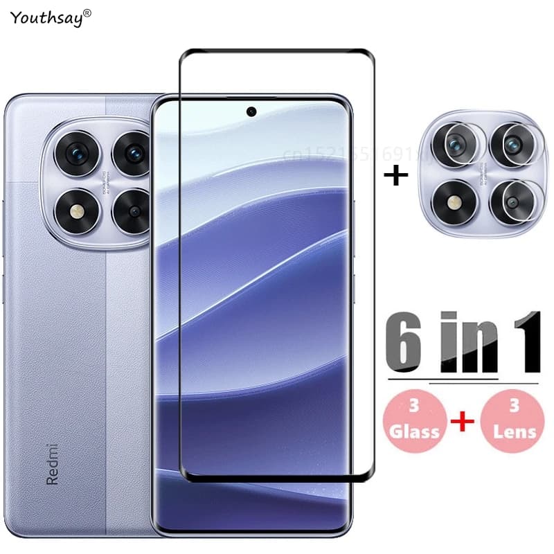 6 in1glass for Xiaomi Redmi Note 14 Pro 5G Screen Protector tempered glass 3D protective film for camera lens of the phone Redmi Note 14 Pro