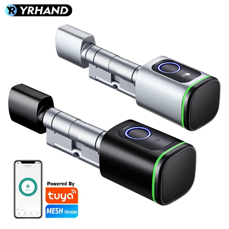 Euro Tuya Smart Fingerprint Serratura elettronica con cilindro Tuya BLE Smart Euro lock Lock Fechadura APP Sblocco chiave di controllo remoto