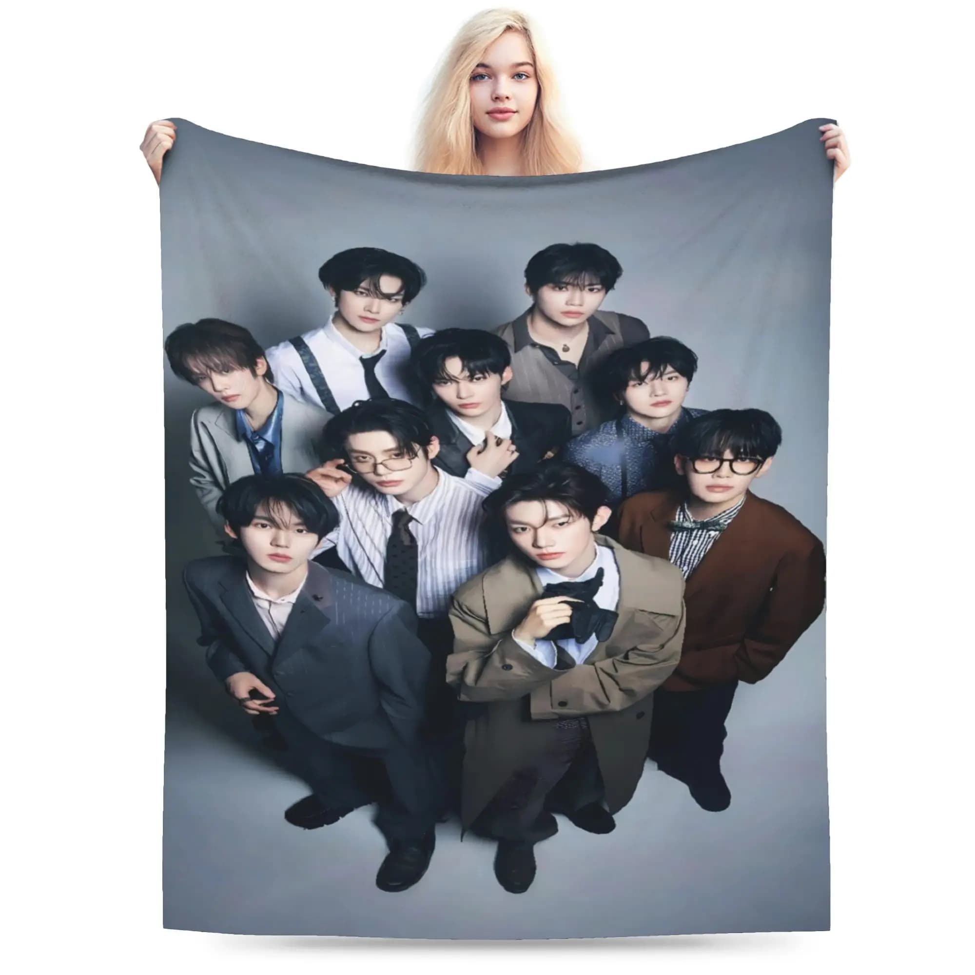 RICKY zerobaseone ZB1 Blanket Warm Soft Street Trend Plush Throw Blanket For Kids Adult Outdoor Flannel Bedspread Bed Cover