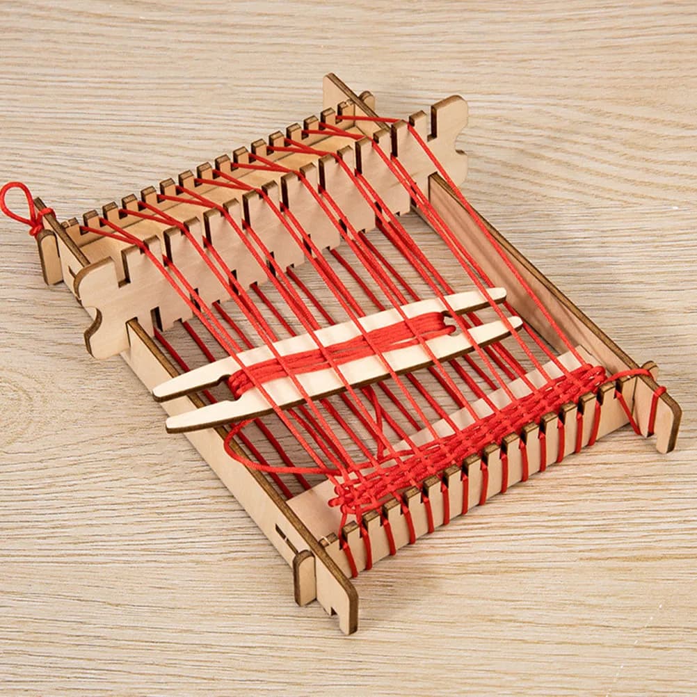Set per Bambini: Macchina per Tessitura Fai-da-Te, Kit di Lavoro a Maglia in Legno, Telaio per Pratica Artigianale, Sviluppo Educativo della Coordinazione Manuale