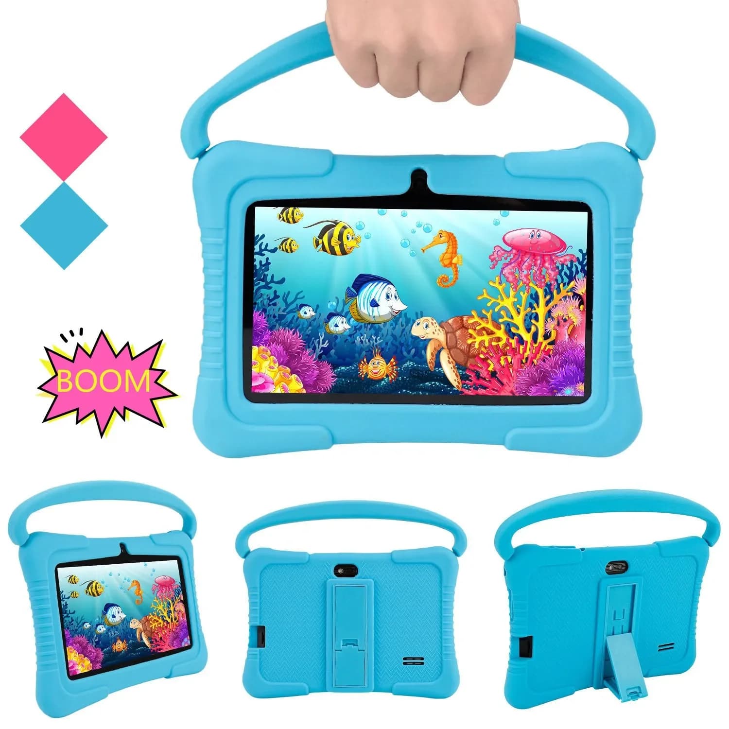 7 Inch Laptop Tablet for Kids Android WIFI Learning Machine Educational MP4 Video Speaker Bluetooth 2 Audio Double Camera