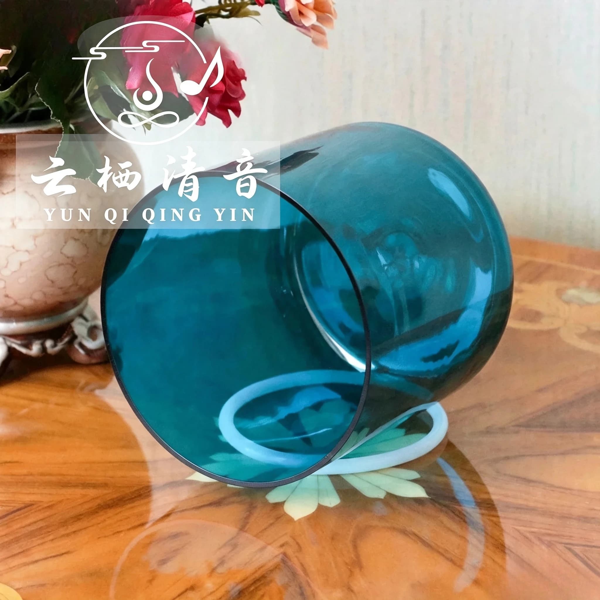 YUN QI QING YIN Ocean Energy Classic Blue Quartz Singing Bowl Frosted Crystal Sound Healing Bowl For Spa Meditation Yoga Vibration Therapy Home Relaxation Chakra Healing Stress Reduction