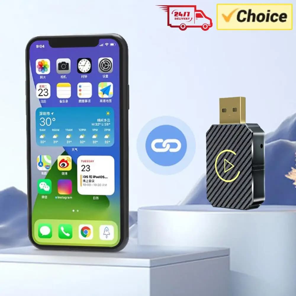 Smart Mini Box for Carplay and Android Cars from Width to Wireless, Automatic USB Plug and Play Connection for Cars with Carplay and Android Auto Cablati OEM